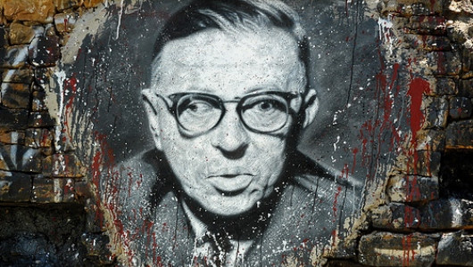 Jean-Paul Sartre, painted on a wall of The Abode of Chaos, a Museum of Contemporary Art located in Saint-Romain-au-Mont-d'Or. Фото: emotionalabstracts.wordpress.com