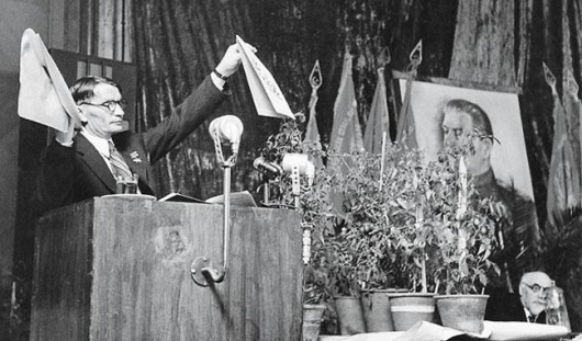 Трофим Лысенко на сессии ВАСХНИЛ, Москва, 1948 г.